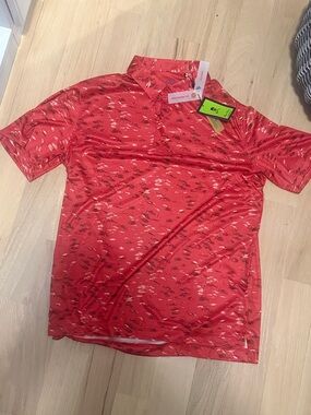 Robert Graham Red Printed Short-Sleeve Polo